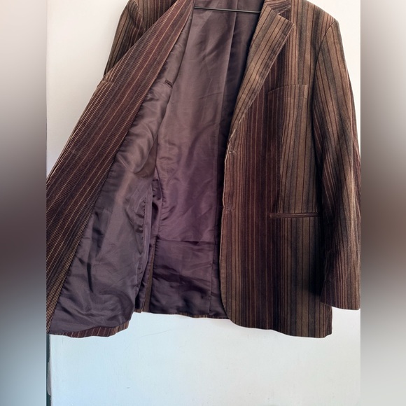 Selected Homme Y2K Brown Corduroy Striped Blazer Jacket‎ XXL Indie Sleaze EU 56 - Picture 7 of 11
